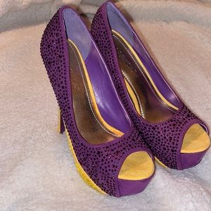 Glitter Platform Stilettos Sky High and Sexy! Purple Size 8.5
